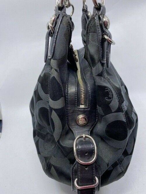 coach medium material black fabric shoulder bag