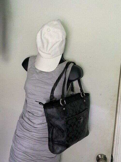 Coach Classic Black Coated Canvas Shoulder Bag