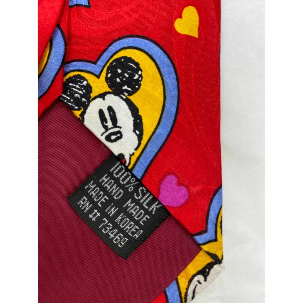 New! MICKEY MOUSE Disney Neck Tie Red Multicolor 100% Silk Handmade