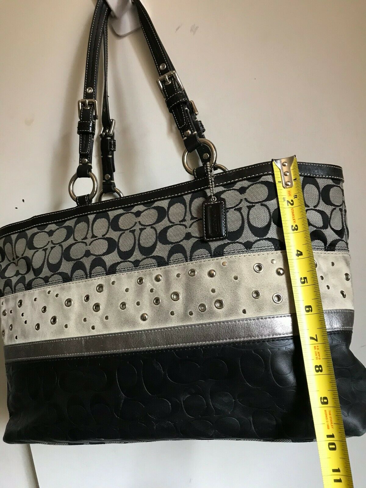 Coach Black Interwoven Fabric Tote Bag