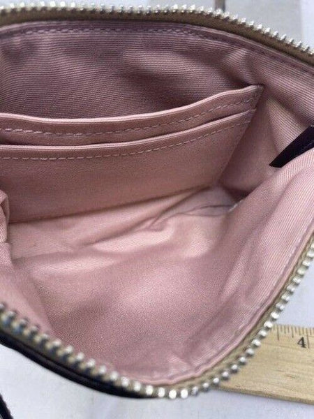 Coach Signature C Logo Inside Pink Beige Wristlet