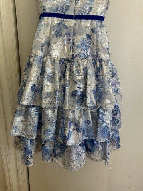 marchesa blue white nwot notte blue short formal dress