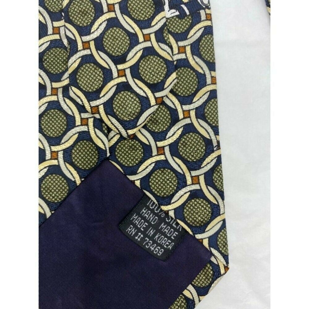 MICKEY MOUSE Disney Neck Tie Black Green Cream Hand Made 100% Silk