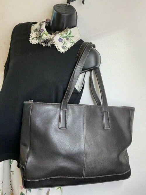 coach bag xl vintage black leather tote