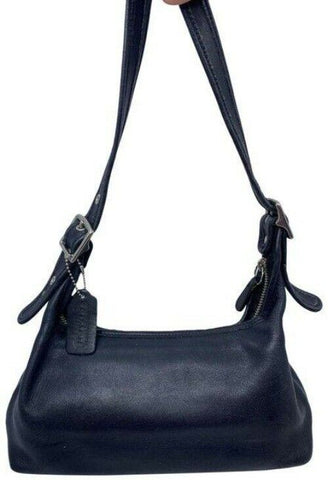 coach vintage small black leather shoulder bag