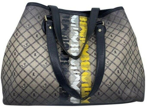 lamb shopping xl l black tan coated canvas tote