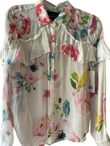 Nicole Miller multicolor msrp small button down top