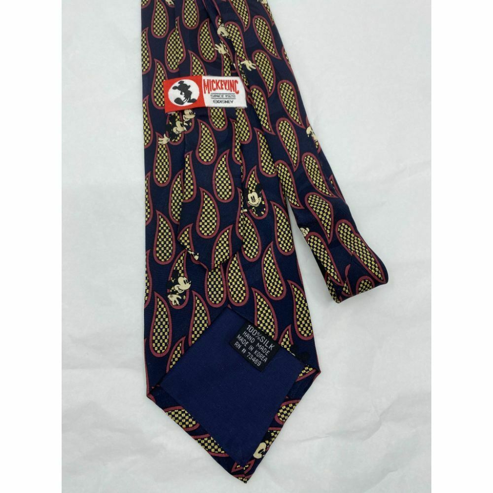 MICKEY MOUSE Disney Neck Tie Black Green Hand Made 100% Silk
