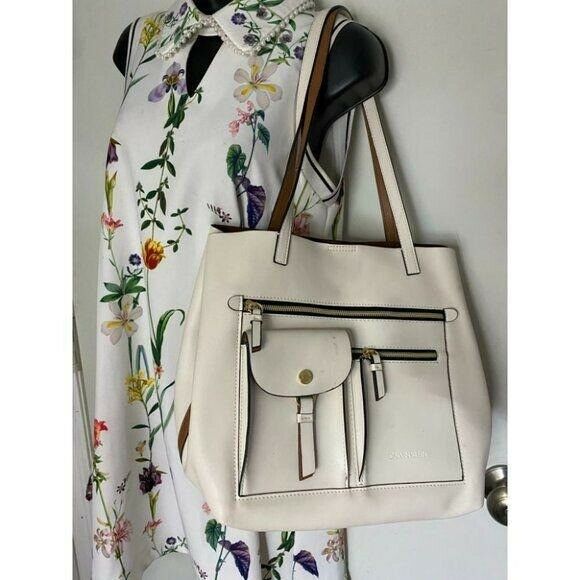 Calvin Klein Cream Leather Shoulder Bag