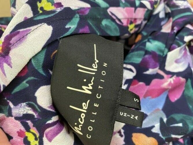 nicole miller multicolor new ls floral msrp sample small blouse