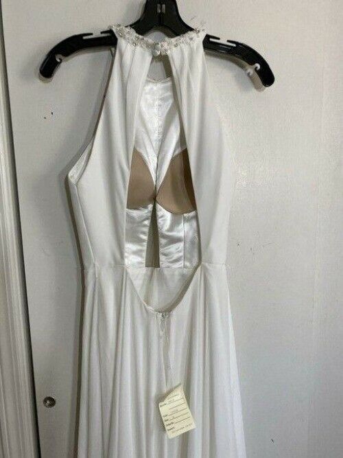 Unbranded White Haltered Gown Long Formal Dress
