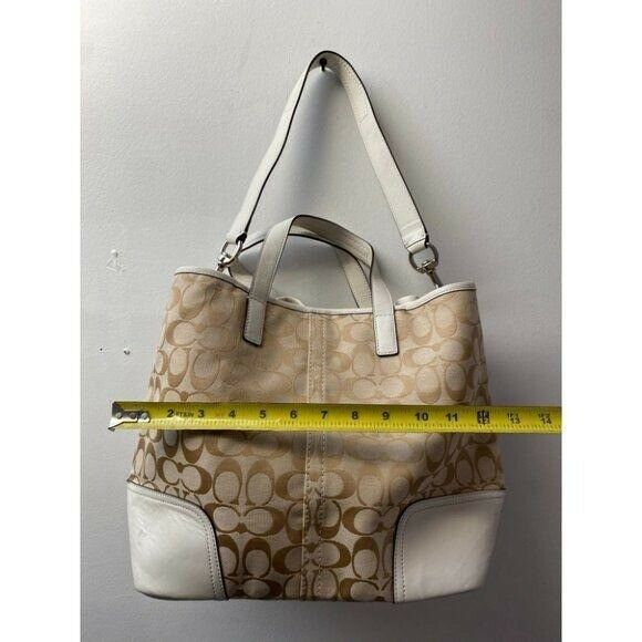 NWT Coach Tan White Fabric Tote Bag MSRP $328