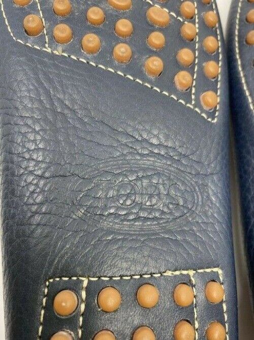 tod s navy leather classic loafers flats size us