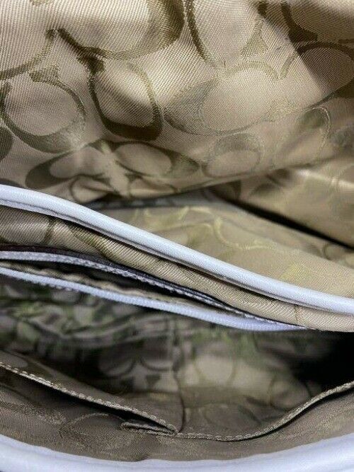 coach white brown leather shoulder bag