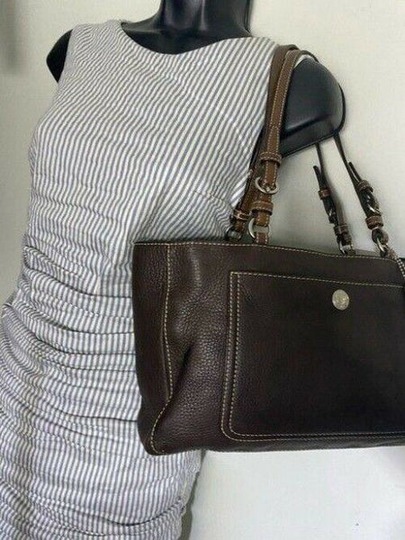 coach medium bag handbag brown leather shoulder bag