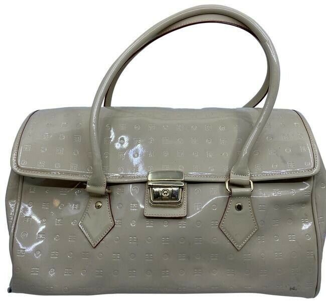arcadia handbag made in italy cream patent leather tote