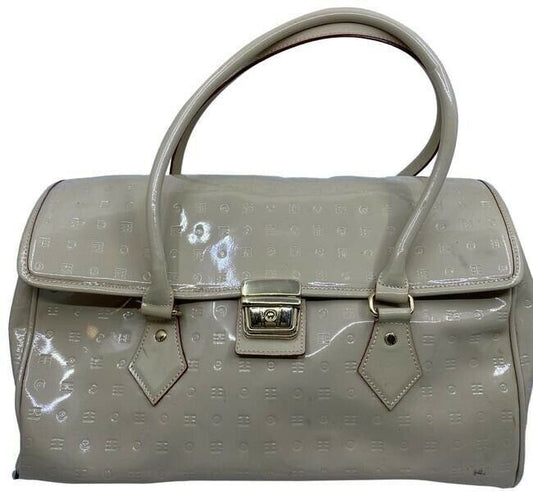 arcadia handbag made in italy cream patent leather tote