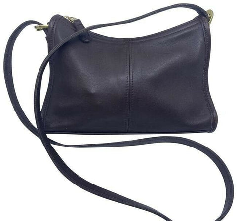 coach vintage small brown leather cross body bag