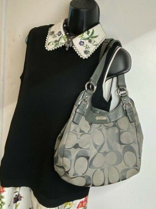 coach eddie tan olive jacquard fabric tote