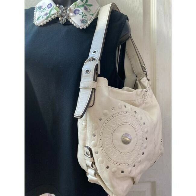 Coach Large White Leather Hobo Bag