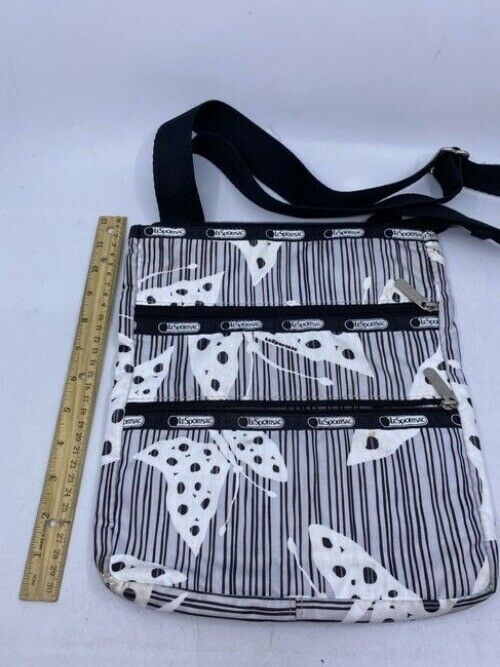 Lesportsac Triple Pocket Gray Nylon Cross Body Bag