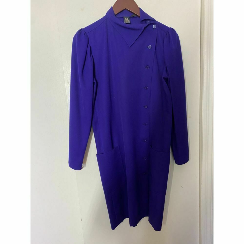 EMANUEL UNGARO Purple Button Down Dress Msrp 1,500
