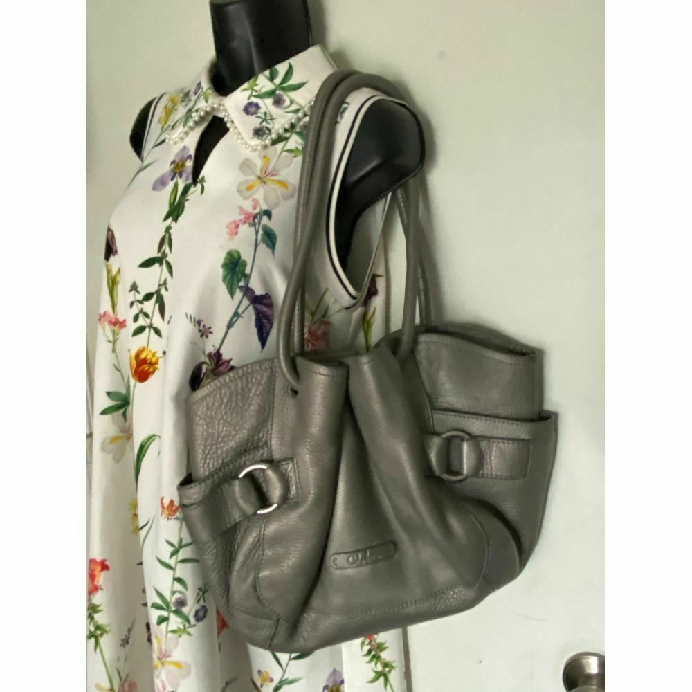 COLE HAAN Gray Large Leather Tote/ Shoulder Bag Msrp 350
