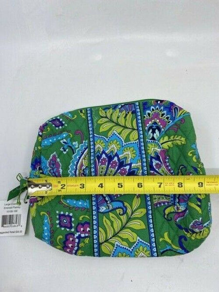 vera bradley green blue purple quilted fabric cosmetic bag