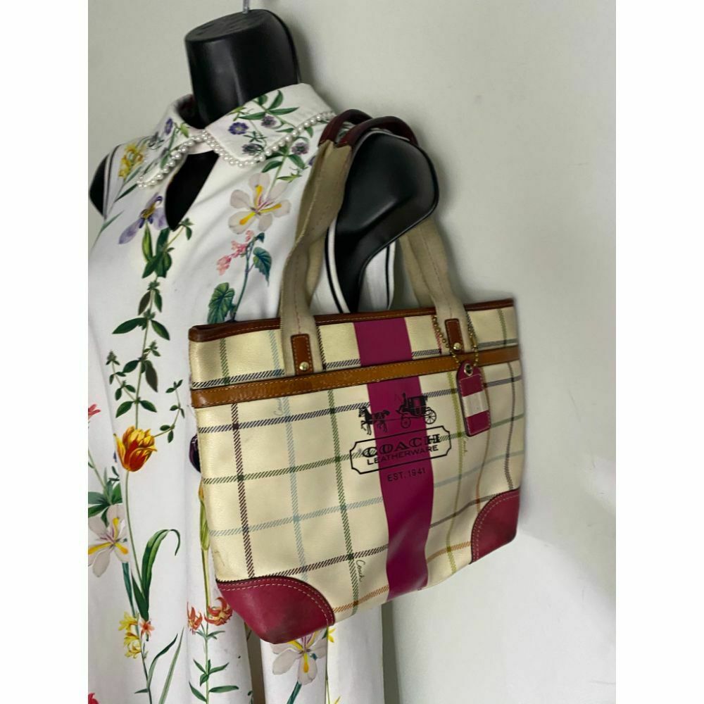 Coach Cream Red Coated Canvas Signature Handbag