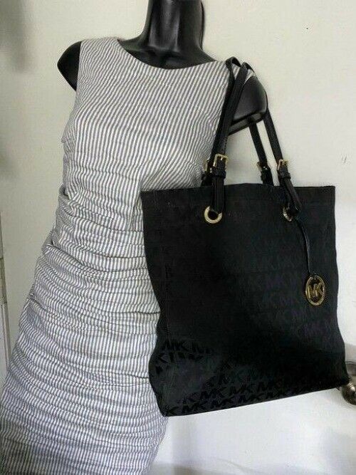 michael kors bag xl msrp black jacquard fabric tote