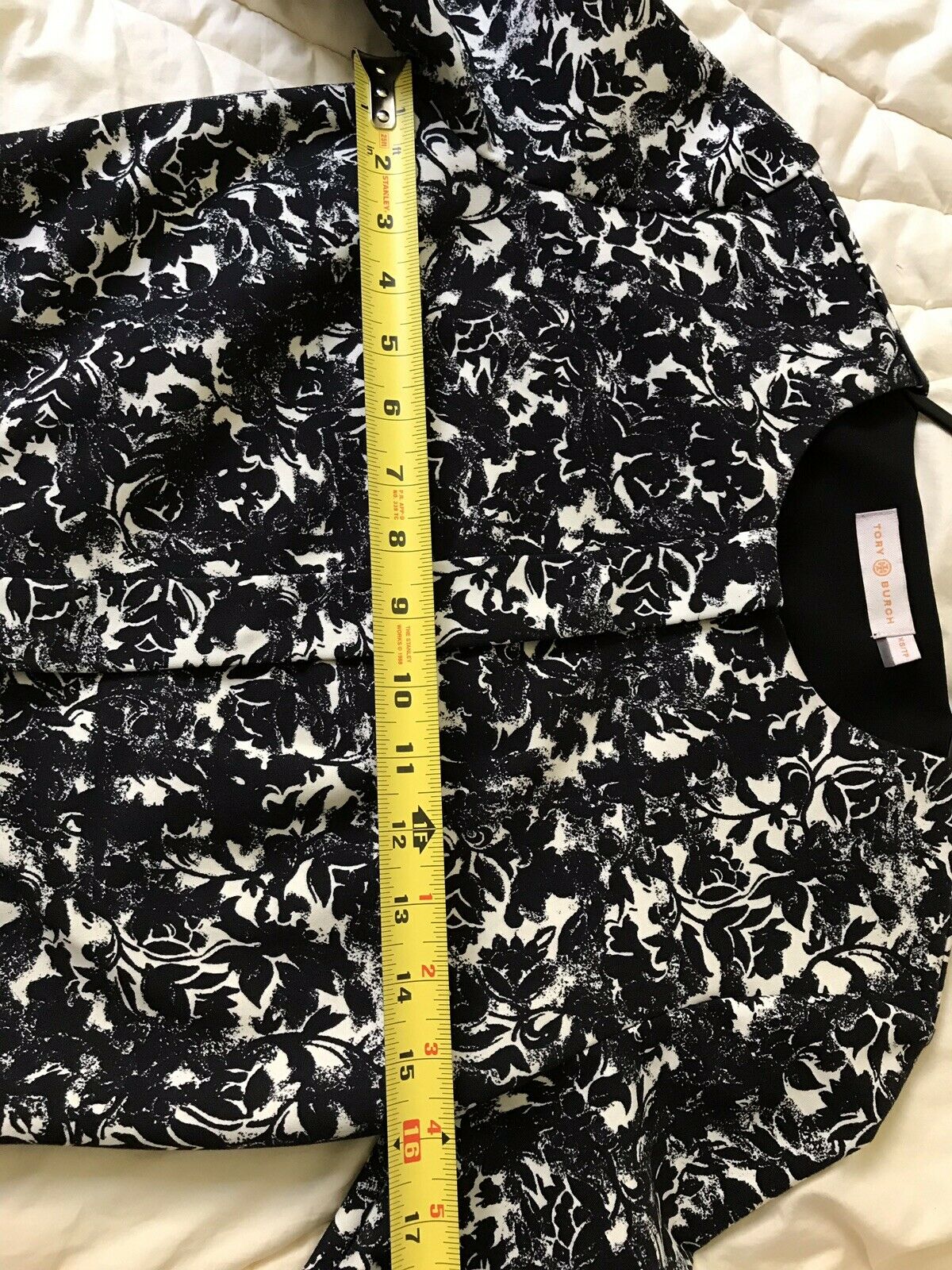TORY BURCH Black/ White LS Floral Dress XS
