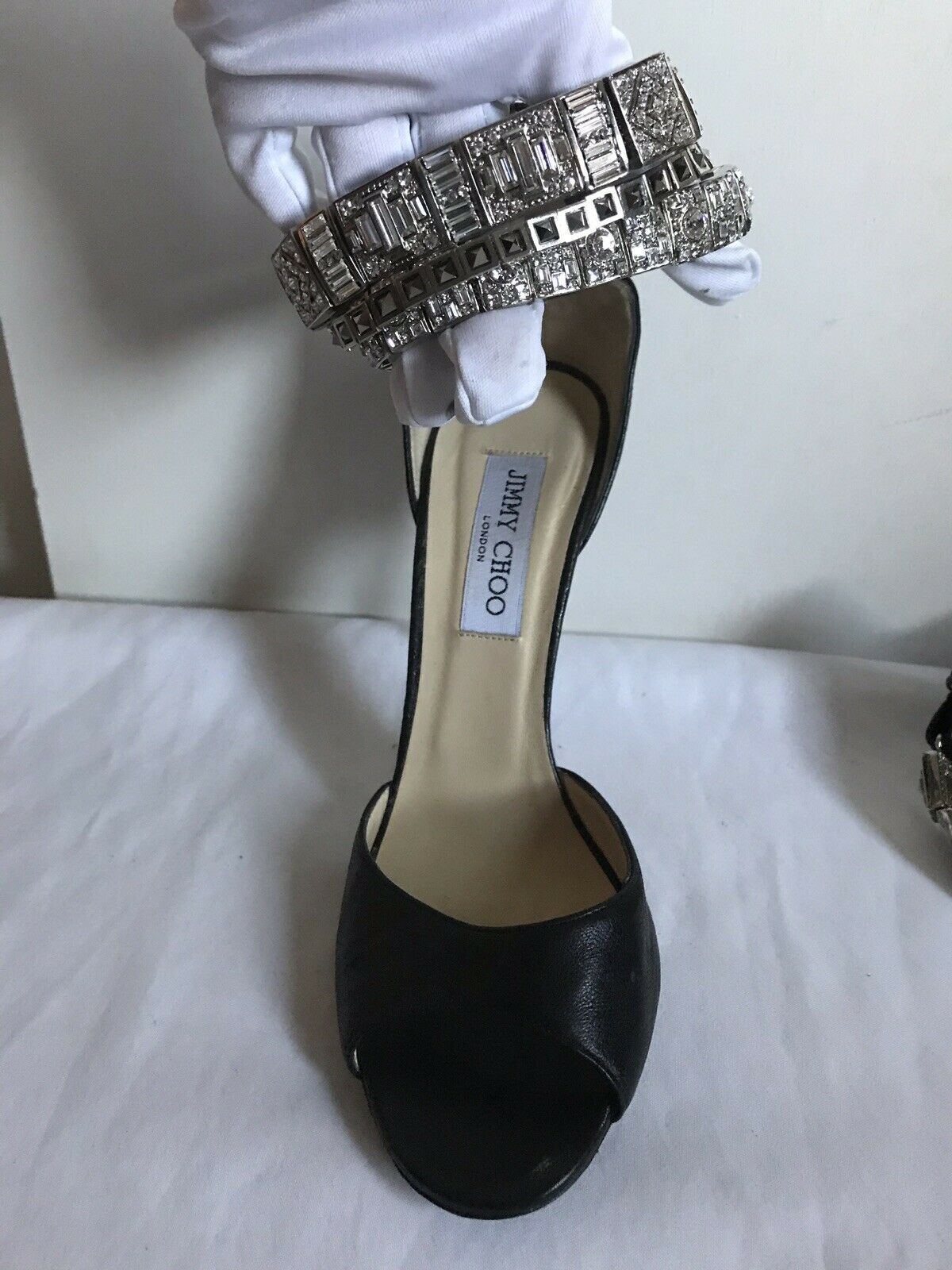 $1,200 JIMMY CHOO Triple Jewel Strap High Heels Sz 38