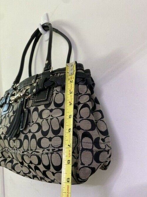 coach bag cream black fabric tote