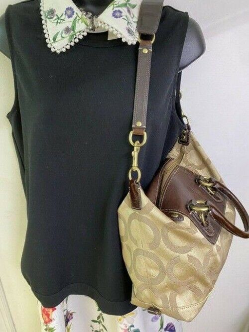coach bag large brown tan fabric tote