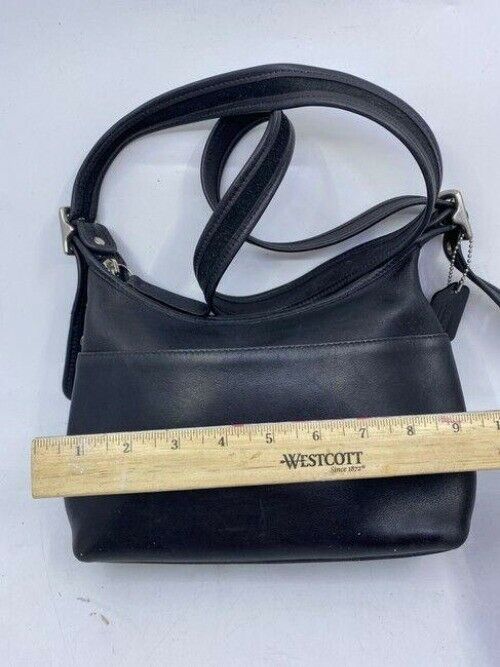 coach vintage small black leather shoulder bag