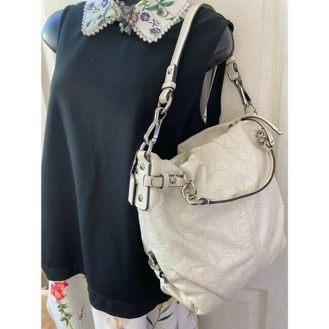 Coach Large White Leather Hobo Bag
