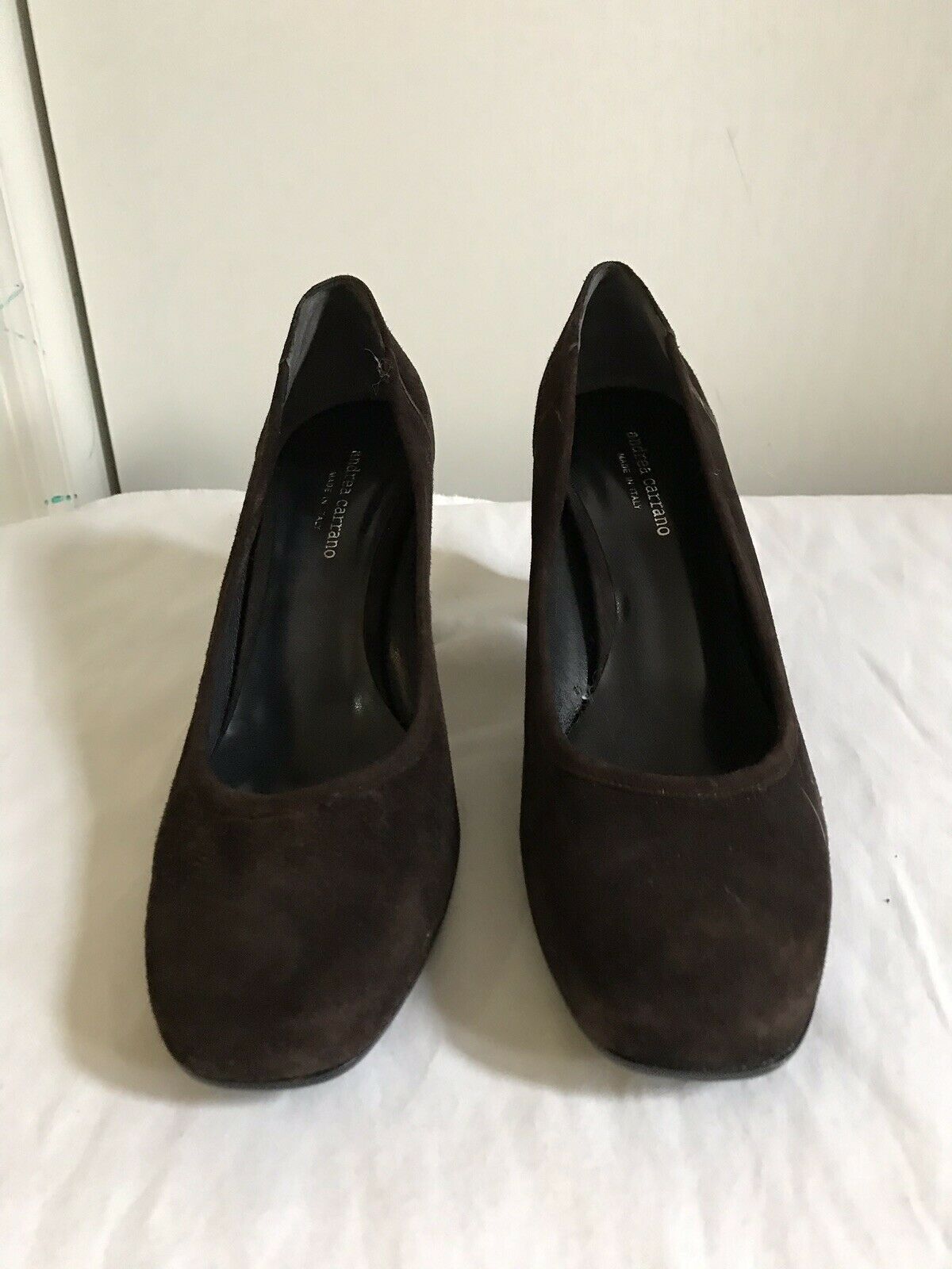 ANDREA CARRANO Brown Suede Mid Heel Pump 9