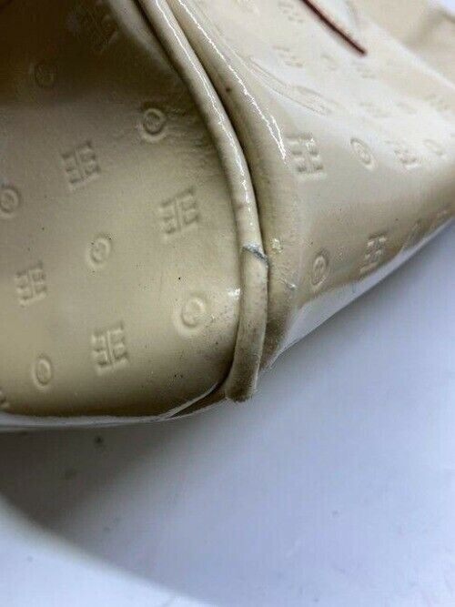 arcadia handbag made in italy cream patent leather tote