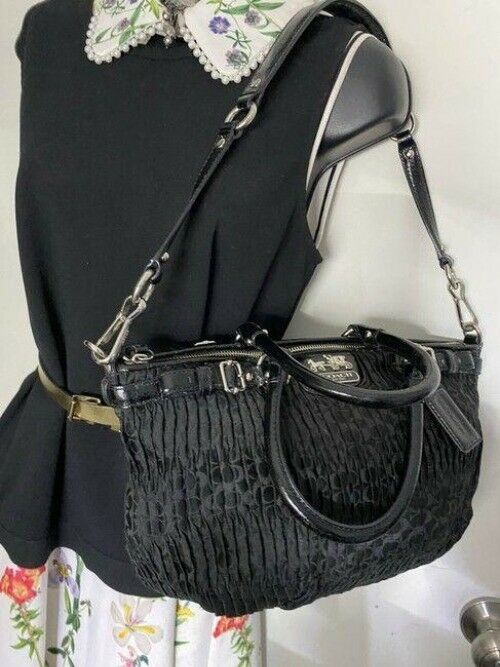 coach medium size black jacquard fabric cross body bag