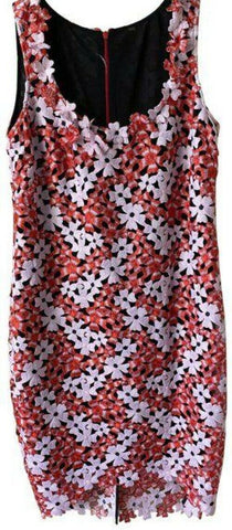 Nicole Miller multicolor new laser cut on black contrast msrp short formal dress