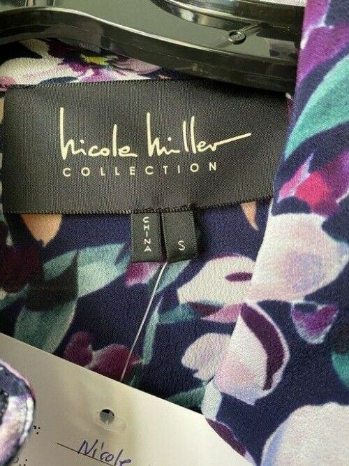 Nicole Miller Pink Purple White Floral Small Msrp Blouse