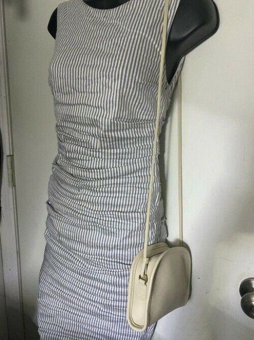 coach vintage small beige leather cross body bag