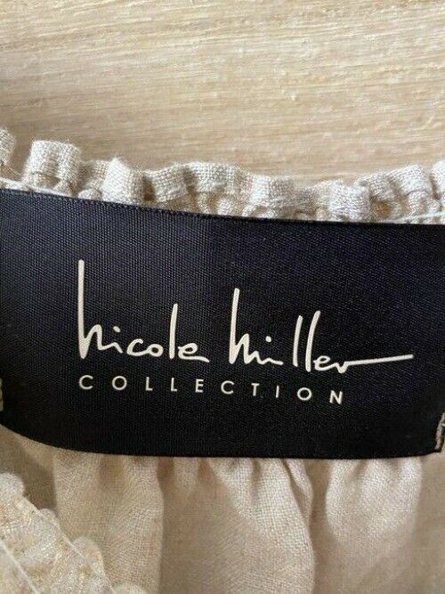 Nicole Miller khaki new linen off the shoulder msrp mid length short casual dres