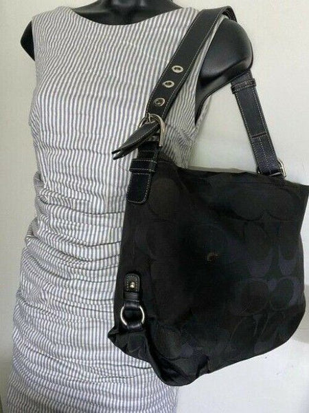 Coach Medium Tote Msrp Black Gray Jacquard Fabric Shoulder Bag