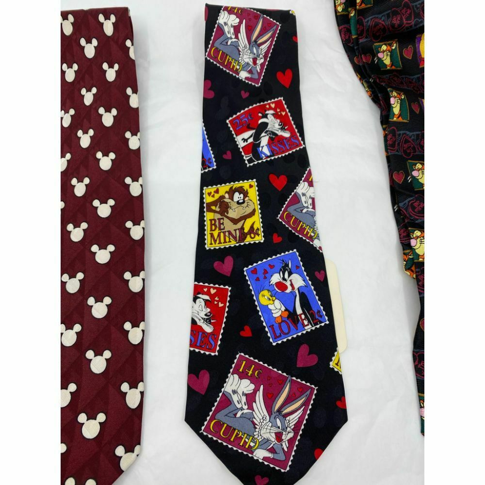 New Lot of 3 Neck tie Disney, Looney Tunes Black Red White Total Msrp 75