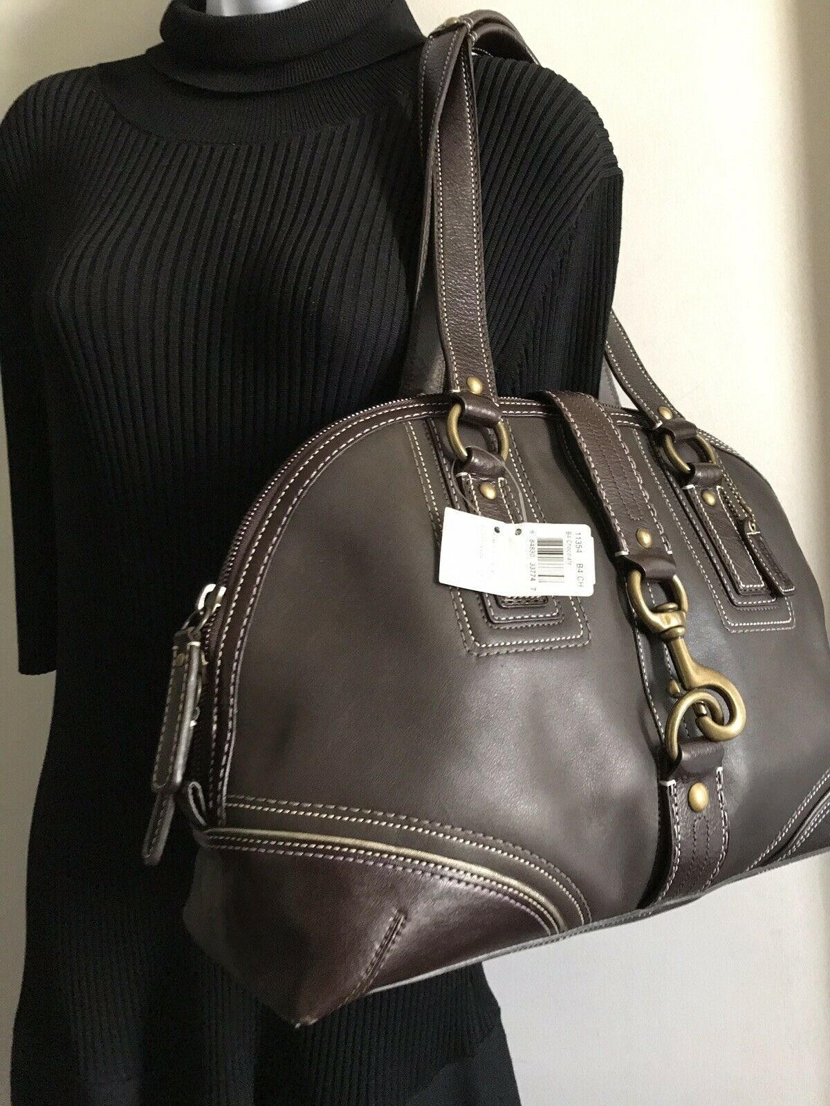 NWT! COACH  Large Brown Leather Shoulder Bag