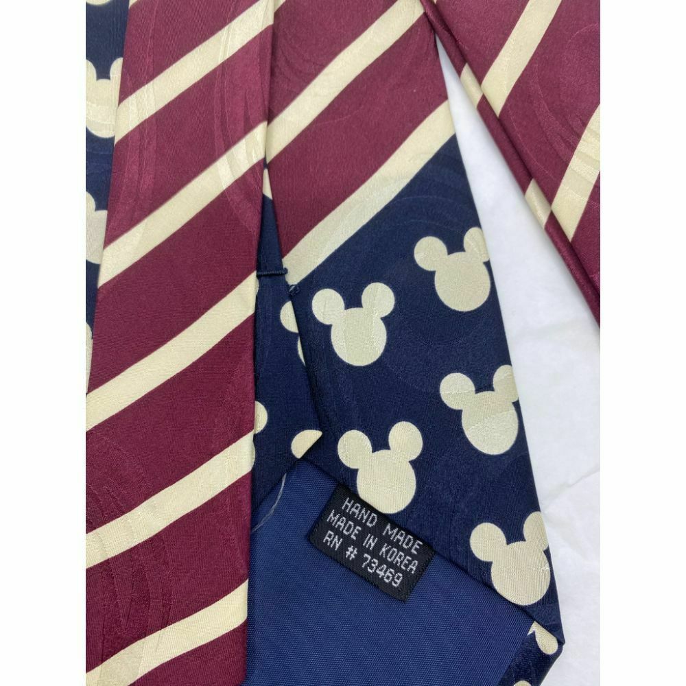 MICKEY MOUSE Disney Neck Tie Cream Blue Hand Made 100% Silk