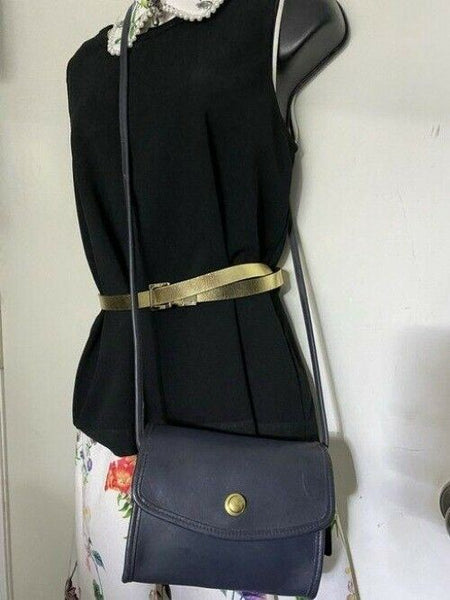 coach vintage flap navy leather cross body bag