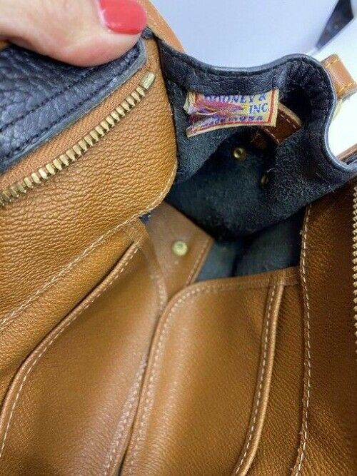 dooney and bourke vintage classic brown black leather cross body bag
