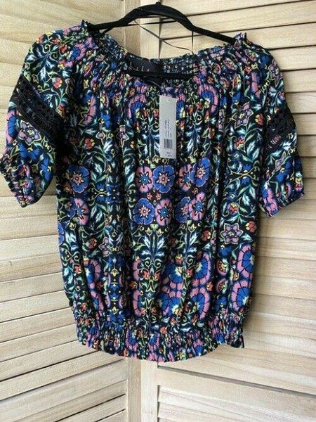 Nicole Miller Black Blue Green Small Msrp Blouse